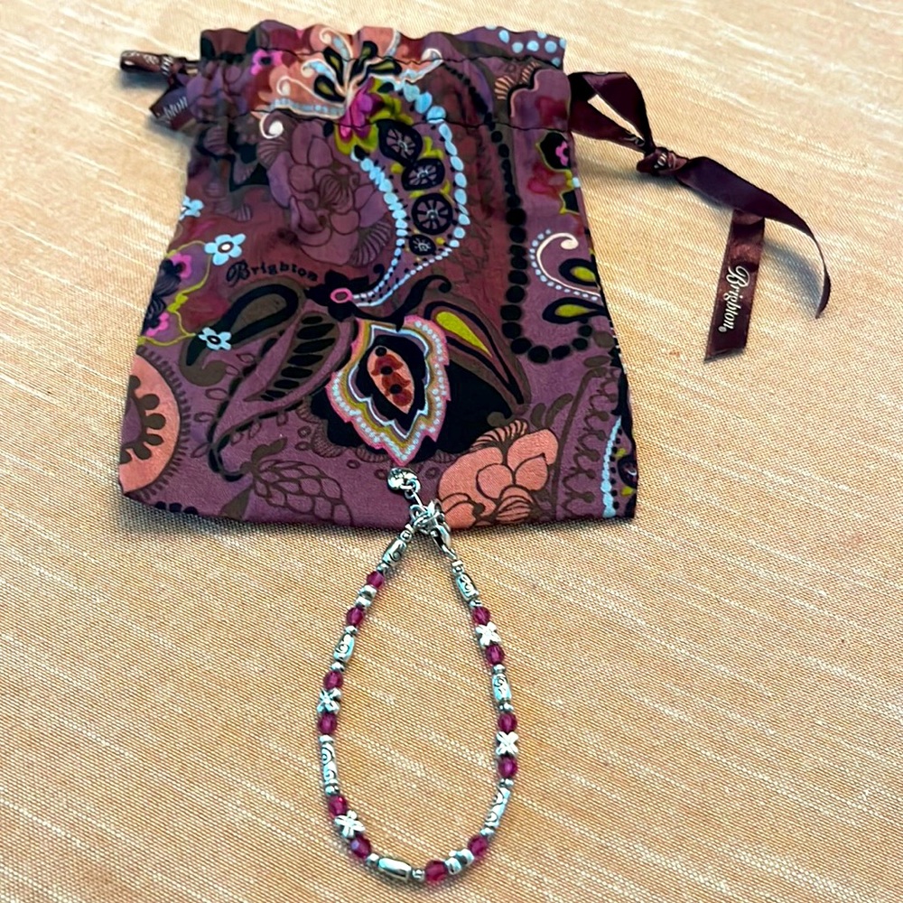 Brighton Silvertone Berry-Colored Bracelet